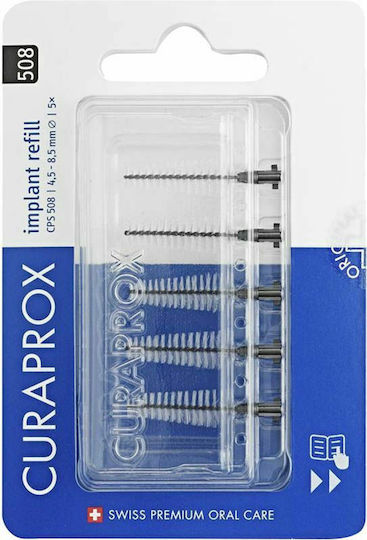 Curaprox Soft Implant Refill CPS 508 Ανταλλακτικά για Μεσοδόντια Βουρτσάκια Μαύρα 5τμχ