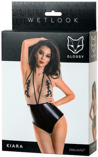 Softline Kiara Body Wetlook Glossy Bodysuit Black