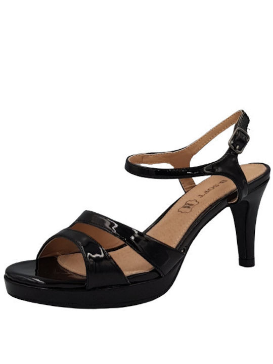 B-Soft Anatomic Platform Patent Leather Women's Sandals D Black