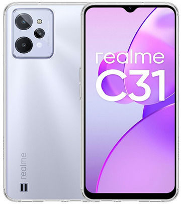 Vivid Umschlag Rückseite Silikon Set mit Glas Transparent (Realme C31)