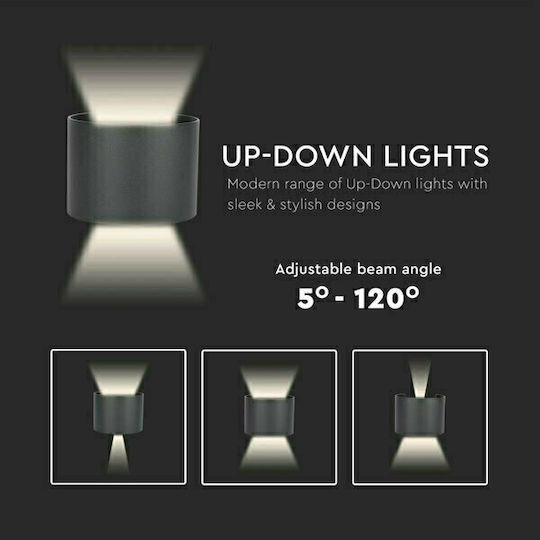 V-TAC Vt-756 Spot de exterior montat pe perete LED IP65 5W cu Alb Natural Lumină Dublu Fascicul