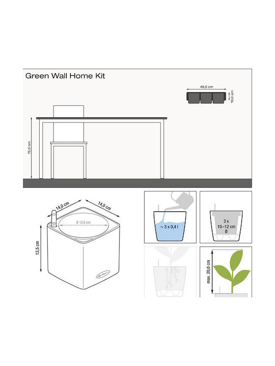 Lechuza Green Wall Set 3 Pots Plastic