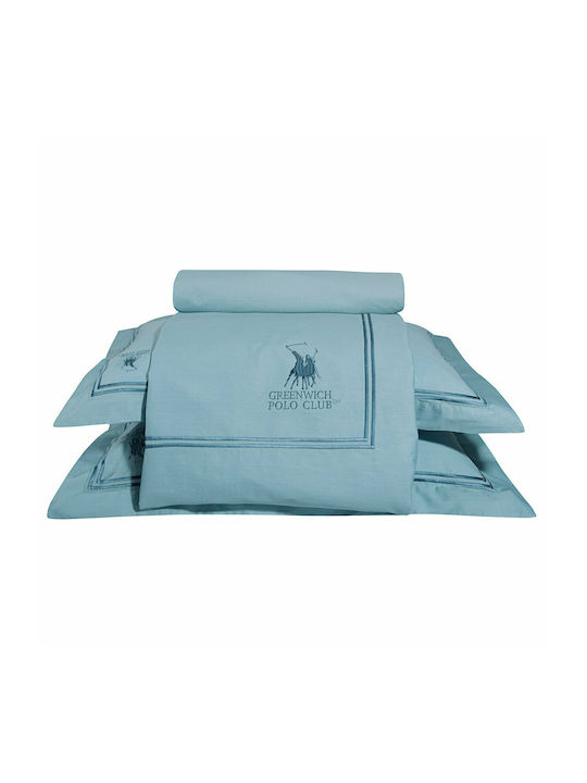 Greenwich Polo Club Duvet Cover Set Cotton Satin Queen with 2 Pillowcases 220x240 Premium Blue