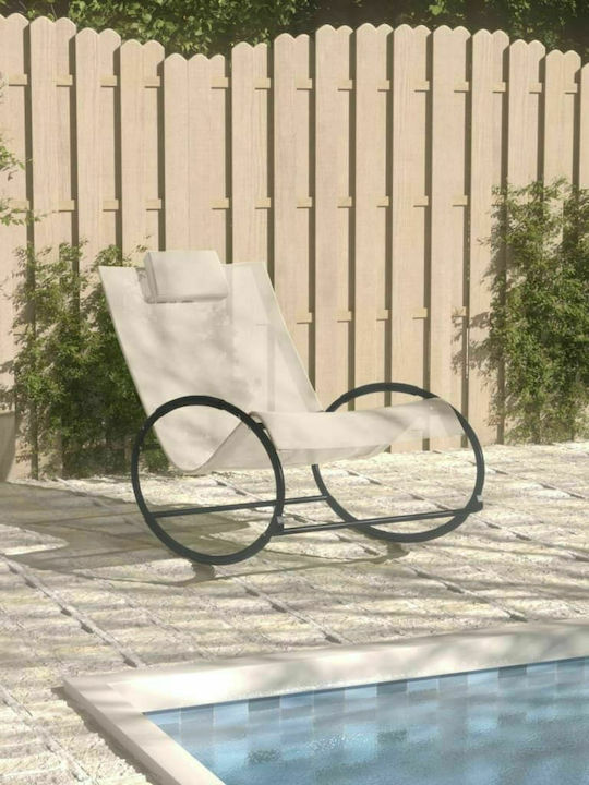 Deckchair Metallic with Textilene Fabric Beige 105.5x62x91.5cm.