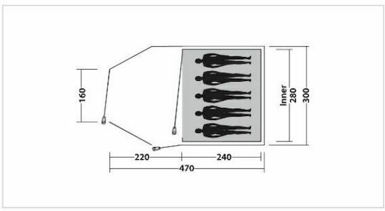 Easy Camp Messina 500 Σκηνή Camping Τούνελ Μπλε 3 Εποχών για 5 Άτομα 470x300x180εκ.