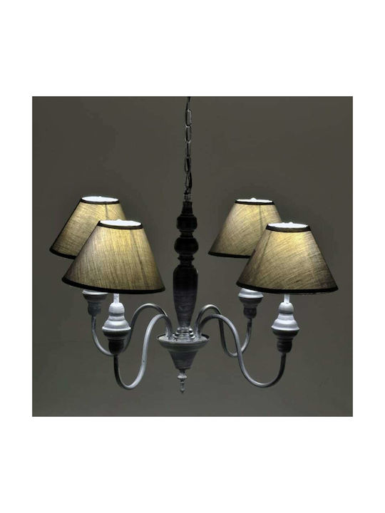 Inart Chandelier Ø56cm with Gray Lampshades Inart Chandelier Ø56cm with Gray Lampshades