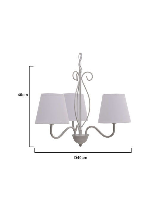 Inart Chandelier Lampshade 3xE14 Gray 50cm 3-10-716-0007