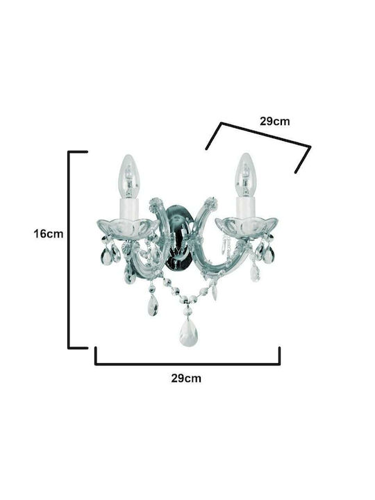 Inart Klassisch Leuchte Wand mit Fassung E14 Transparent 29x29x16cm