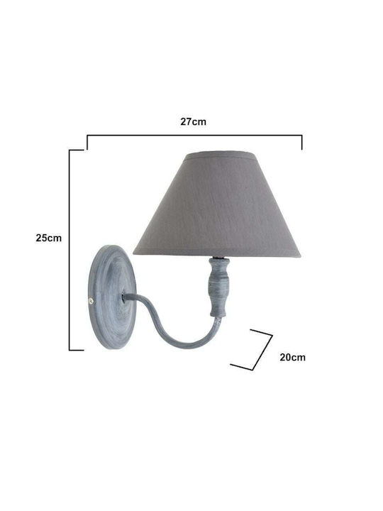 Inart Vintage Lamp Wall with Socket E14 Gray 27x25x20cm