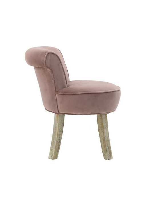 Stool For Living Room with Backrest Upholstered with Velvet Pink 50x45x58cm