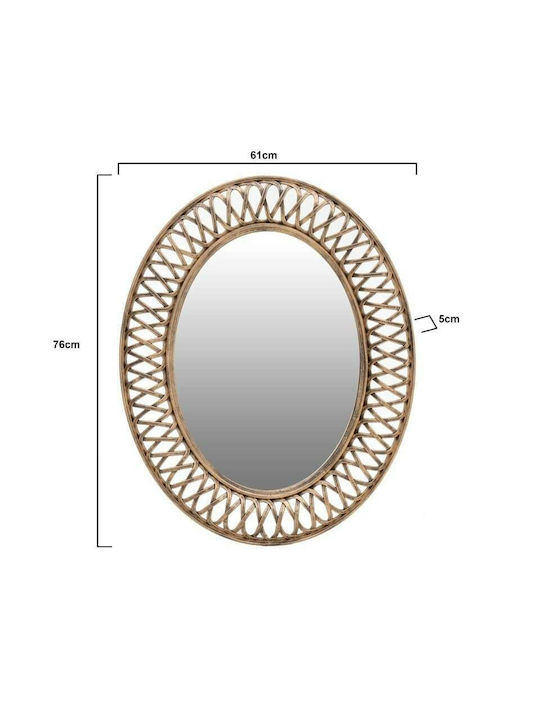 Inart Wall Mirror Oval with Gold Plastic Frame 76x61cm 1pcs