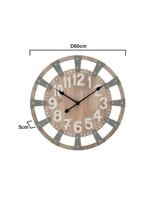 Inart Ρολόι Τοίχου Ξύλινο 60cm