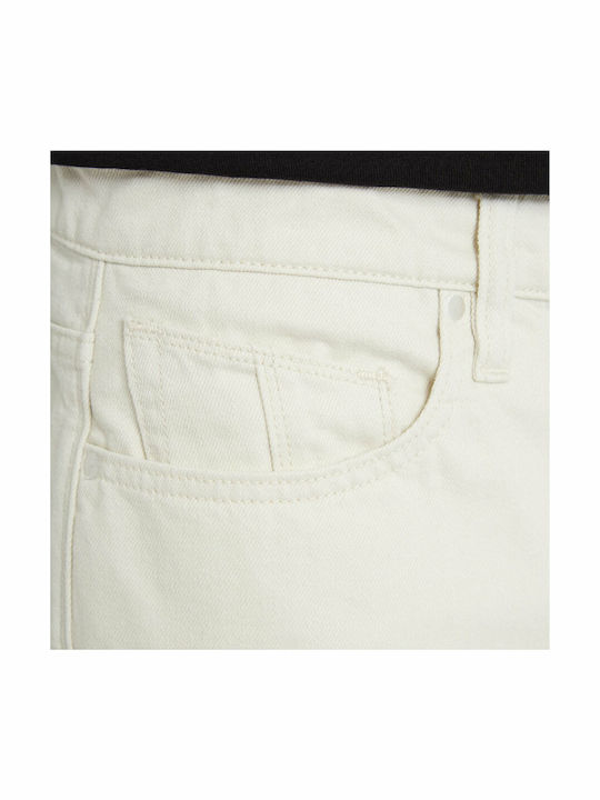 Modown Herren Jeanshose Gekürzte Lose Tapered Passform Weiß