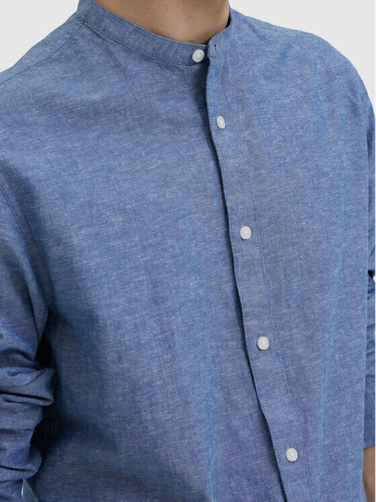 Langärmlig Leinen Hemd Blau