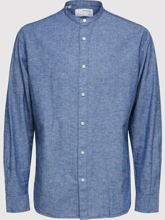 Langärmlig Leinen Hemd Blau