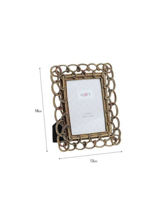 Inart Photo Frame Plastic 13x18cm with Gold Frame