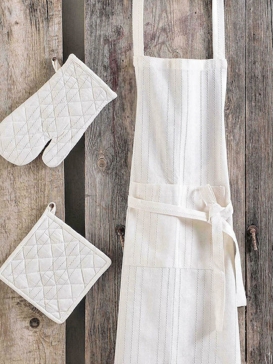 Rythmos Savoca Küchenschürze mit Handschuhen und Topflappen Beige 121-101-2029 3Stück