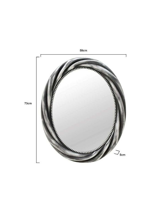 Inart Wall Mirror Oval with Black Plastic Frame 73x58cm 1pcs