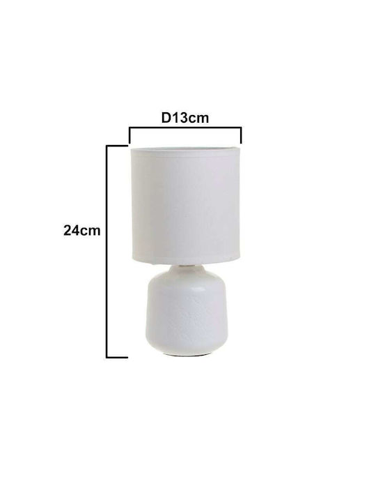 Inart Ceramic Table Lamp for Socket E14 with White Shade and Base
