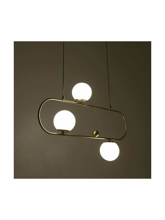 Inart Pendant Light Gold Ball with Socket E27 90x20x55cm