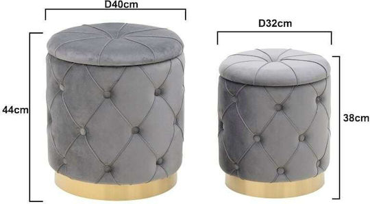 Scaune Camera de zi Cu spațiu de depozitare Tapițat cu Catifea Gri 2buc 40x40x44buc
