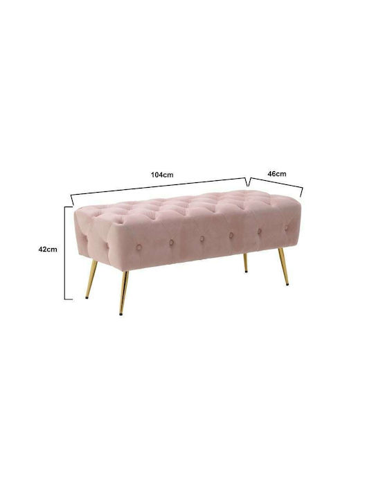 Stool Bench Stool Upholstered with Fabric Pink 104x46x42cm