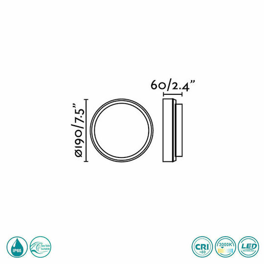 Faro Barcelona Tom Wall-Mounted Outdoor Ceiling Light LED IP65 7W with Warm White Light