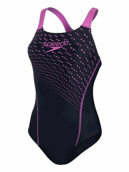 Medley Logo Medalist AF Athletic One-Piece Swimsuit Navy Blue/Purple