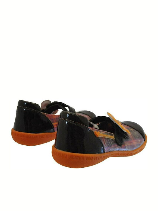 Kids Leather Ballerinas with Hoop & Loop Closure Brown