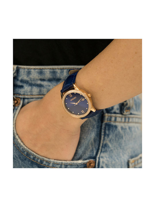 Gregio Elise Watch with Navy Blue Leather Strap