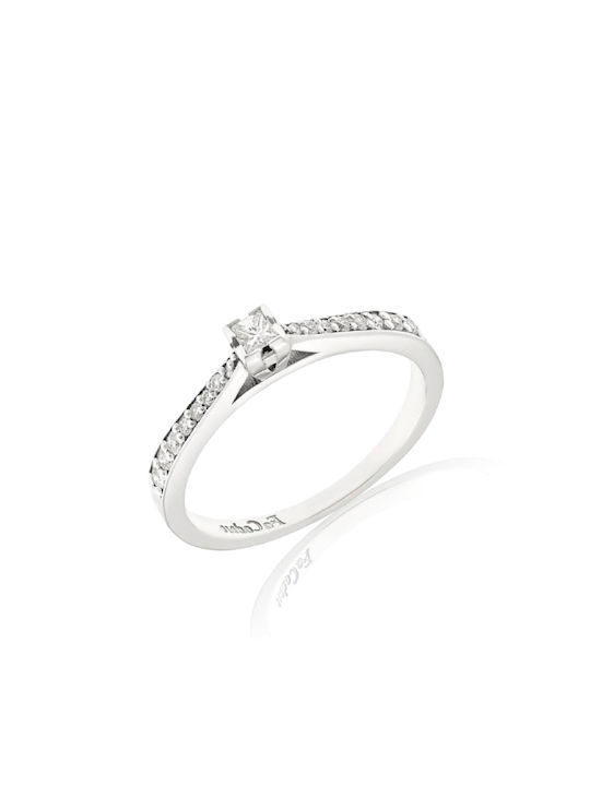 Fa Cad'oro Single Stone Ring of White Gold 18K with Diamond