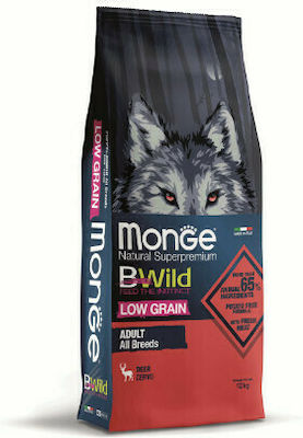 Monge BWild Low Grain All Breeds 2.5kg Hrană Uscată cu Puține Cereale pentru Câini Adulți cu Cerb