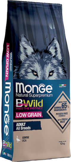 Monge BWild Low Grain All Breeds Adult 12kg Ξηρά Τροφή με Λίγα Σιτηρά για Ενήλικους Σκύλους με Πάπια