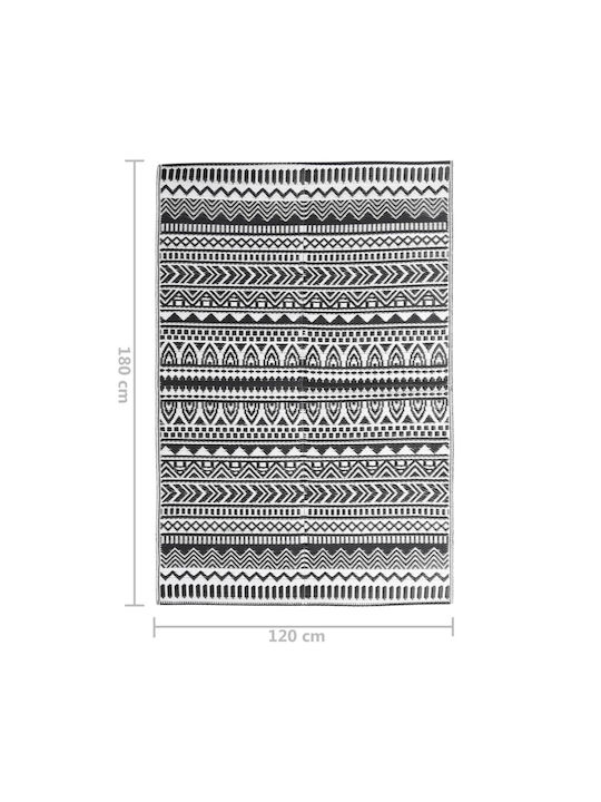 vidaXL Χαλί Εξωτερικού Χώρου Ορθογώνιο Μαύρο 120x180cm