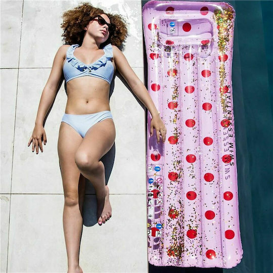 Swim Essentials Φουσκωτό Στρώμα Θαλάσσης Ροζ με Glitter 177x67cm