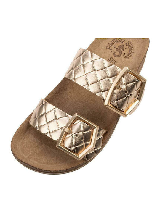 Δερμάτινα Γυναικεία Ανατομικά Σανδάλια Rosegold