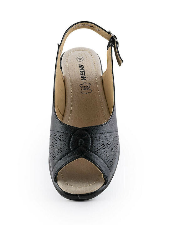 Germania Γυναικείες Μπαλαρίνες Slingback σε Μαύρο Χρώμα