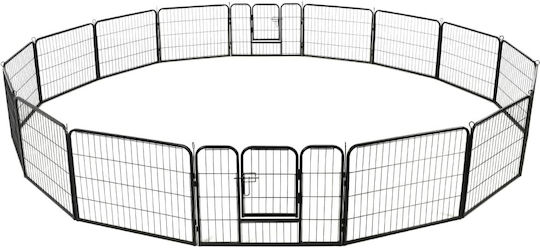 vidaXL Metal Dog Park with 16 Panels 60x80cm Black