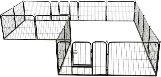 vidaXL Metal Dog Park with 16 Panels 60x80cm Black