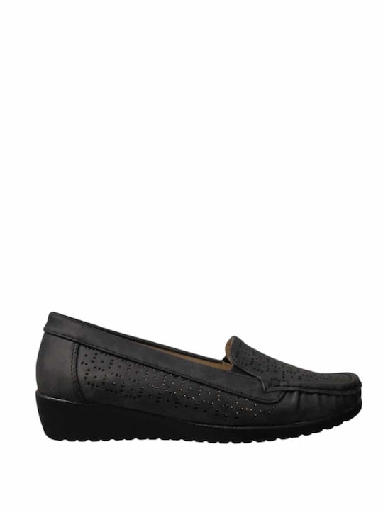 Antrin Mina Leather Women's Moccasins in Black Color