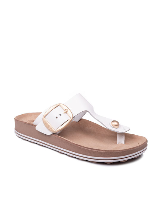 Fantasy Sandals Brooke Leather Women's Flat Sandals Anatomic In White Colour