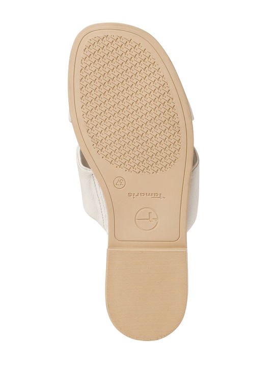 Leather Women's Flat Sandals in White Color