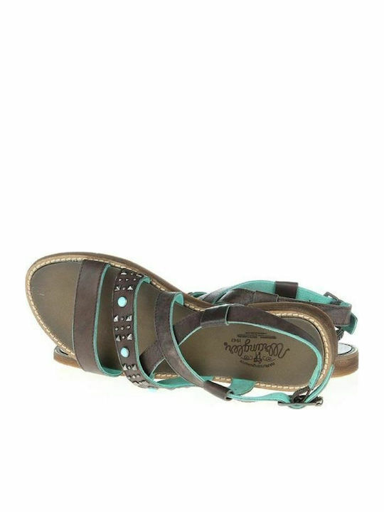 Lola Leder Flache Sandalen für Damen in Braun Farbe