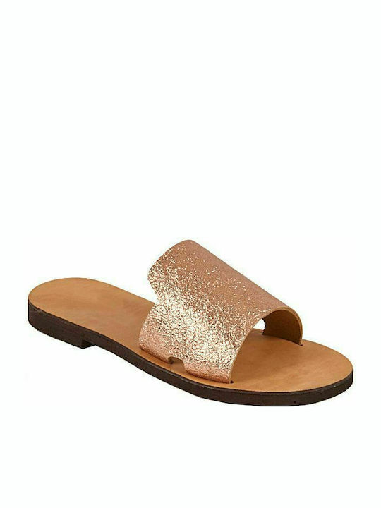 Elenross Leather Women's Flat Sandals in Brown Color