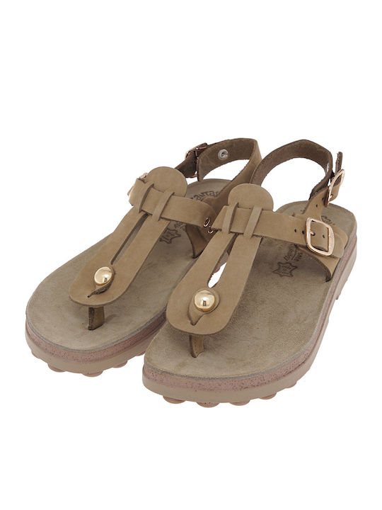 Marlena Leather Women's Flat Sandals Anatomic Olive