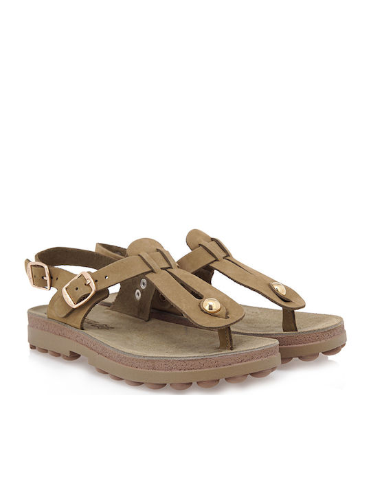 Marlena Leather Women's Flat Sandals Anatomic Olive