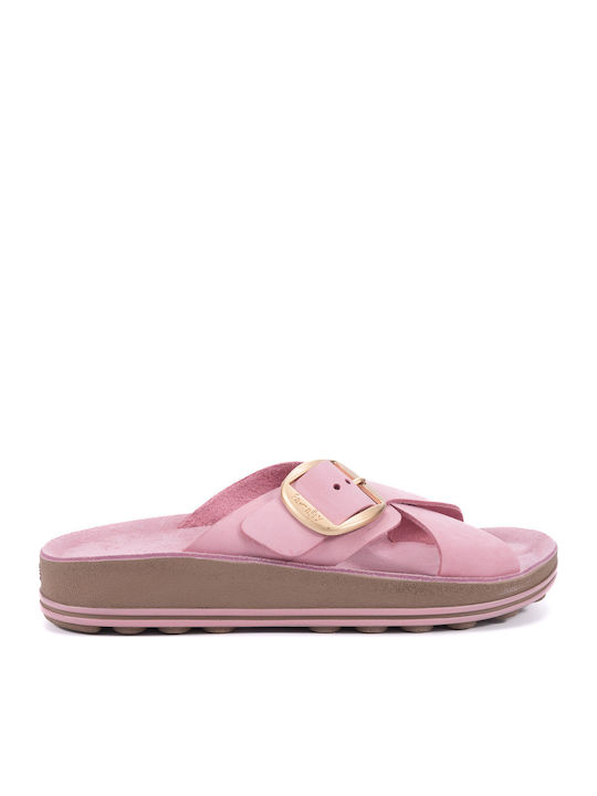 Misty Leather Women's Flat Sandals Anatomic Flatforms in Pink Color