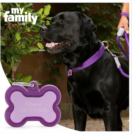 My Family Hushtag Collection Aluminium Pink Dog ID Tag Heart Pink Personalization