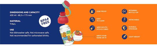 Quokka Ice Kids Kids Water Bottle Plastic with Straw 430ml
