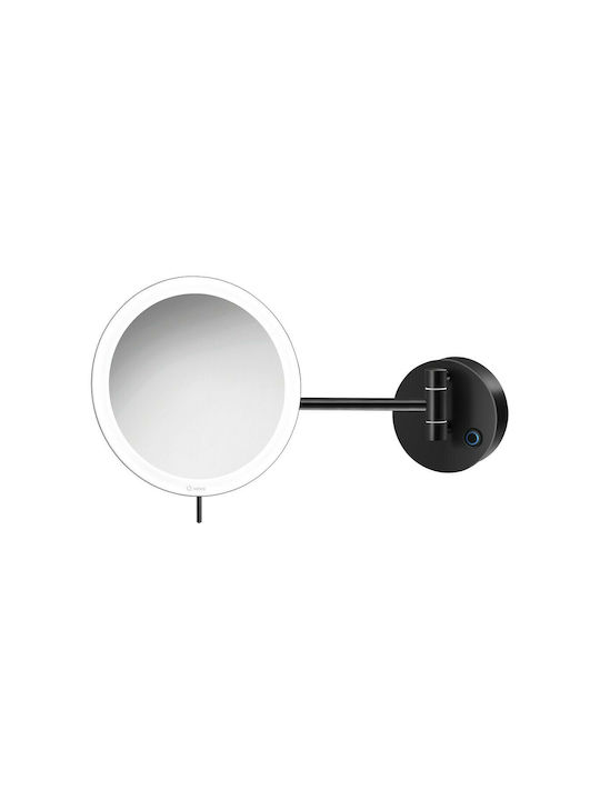 Sanco MRLED-705 Vergrößerung Runder Badezimmerspiegel LED aus Metall 20x20cm Schwarz